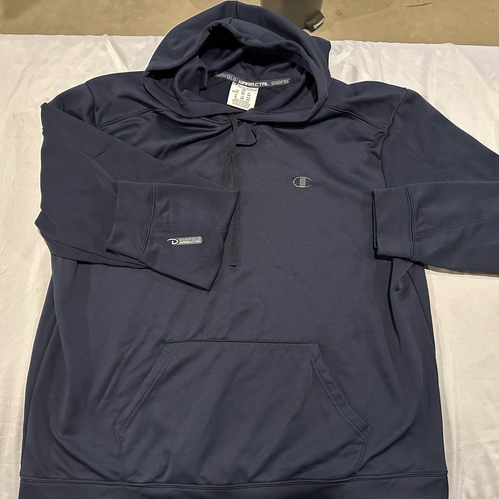 Champion Men's Duofold Warm Control Performance Navy Hoodie